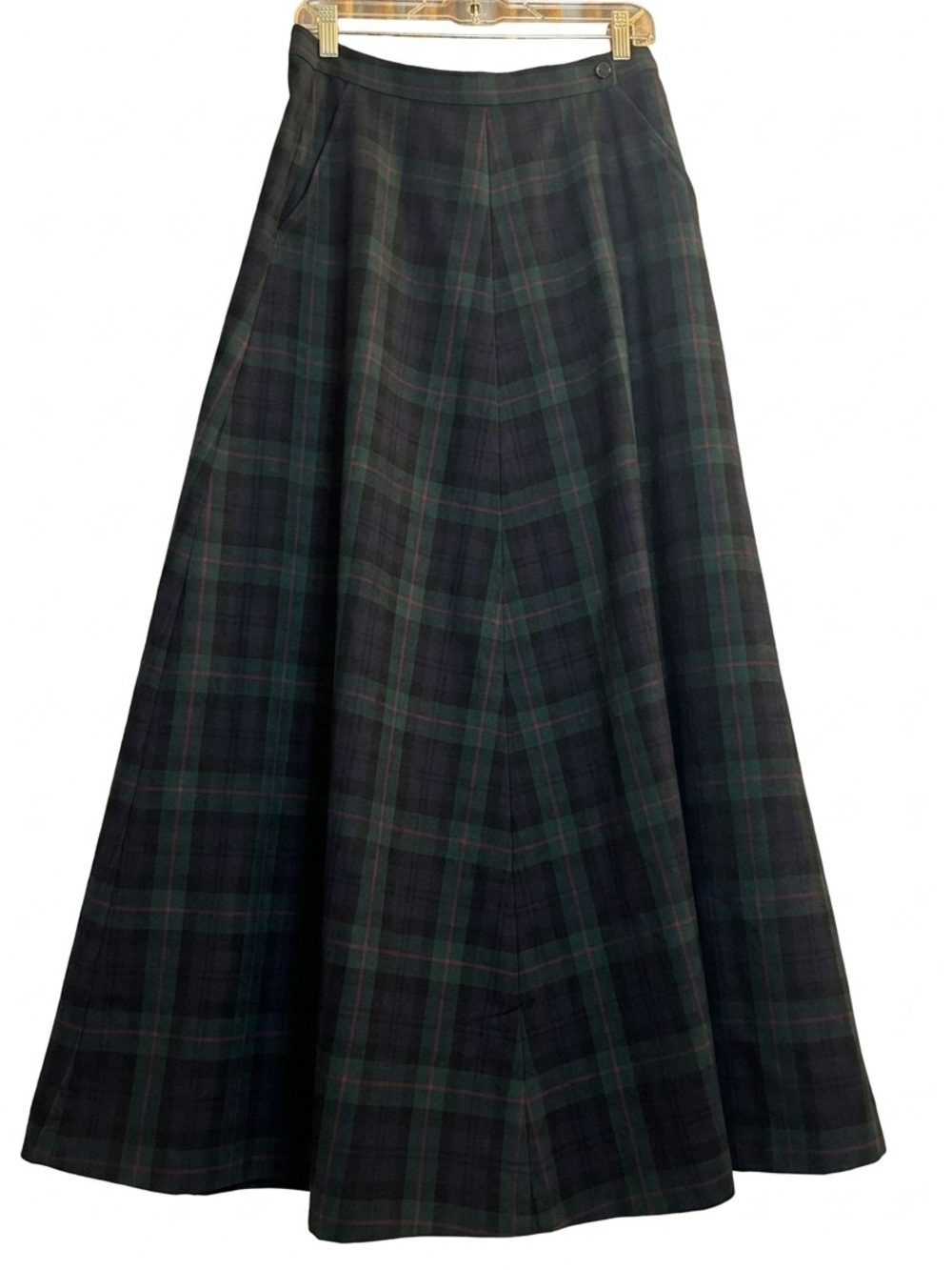 Ralph Lauren wool tartan plaid Aline midi skirt festive vintage